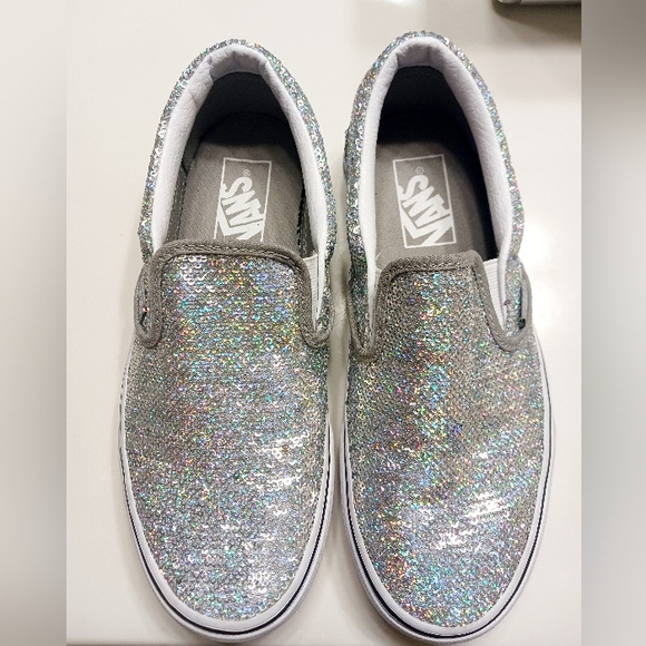 Vans Metallic Classic Slip-On "Micro Sequins" Sneakers NWOT - Picture 1 of 8